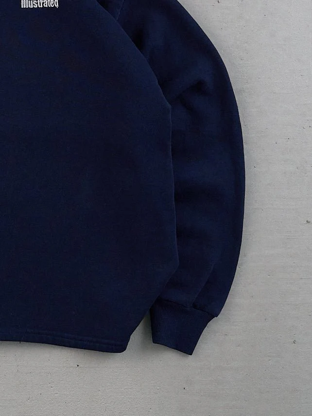 Vintage Navy Blue Sports Illstrated Collared 1/4 Zip Crewneck (L) - Image 2