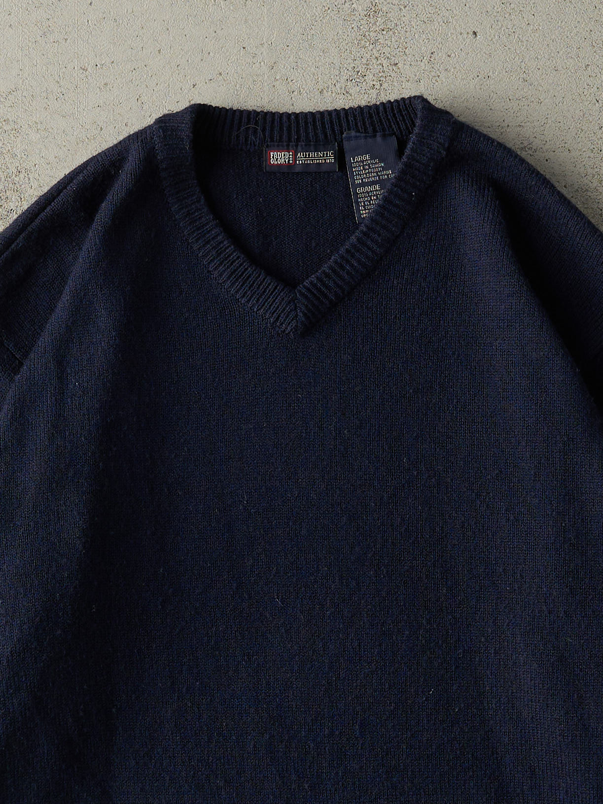 Vintage Y2K Navy Blue Striped Knit (L/XL) - Image 2