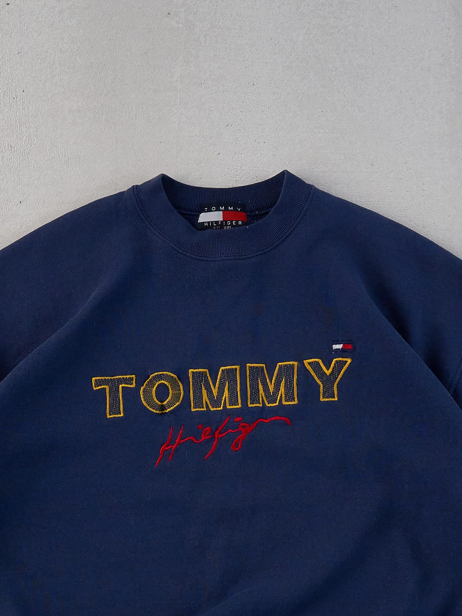 Vintage 90s Navy Blue Tommy Hilfiger Crewneck (L) - Image 2