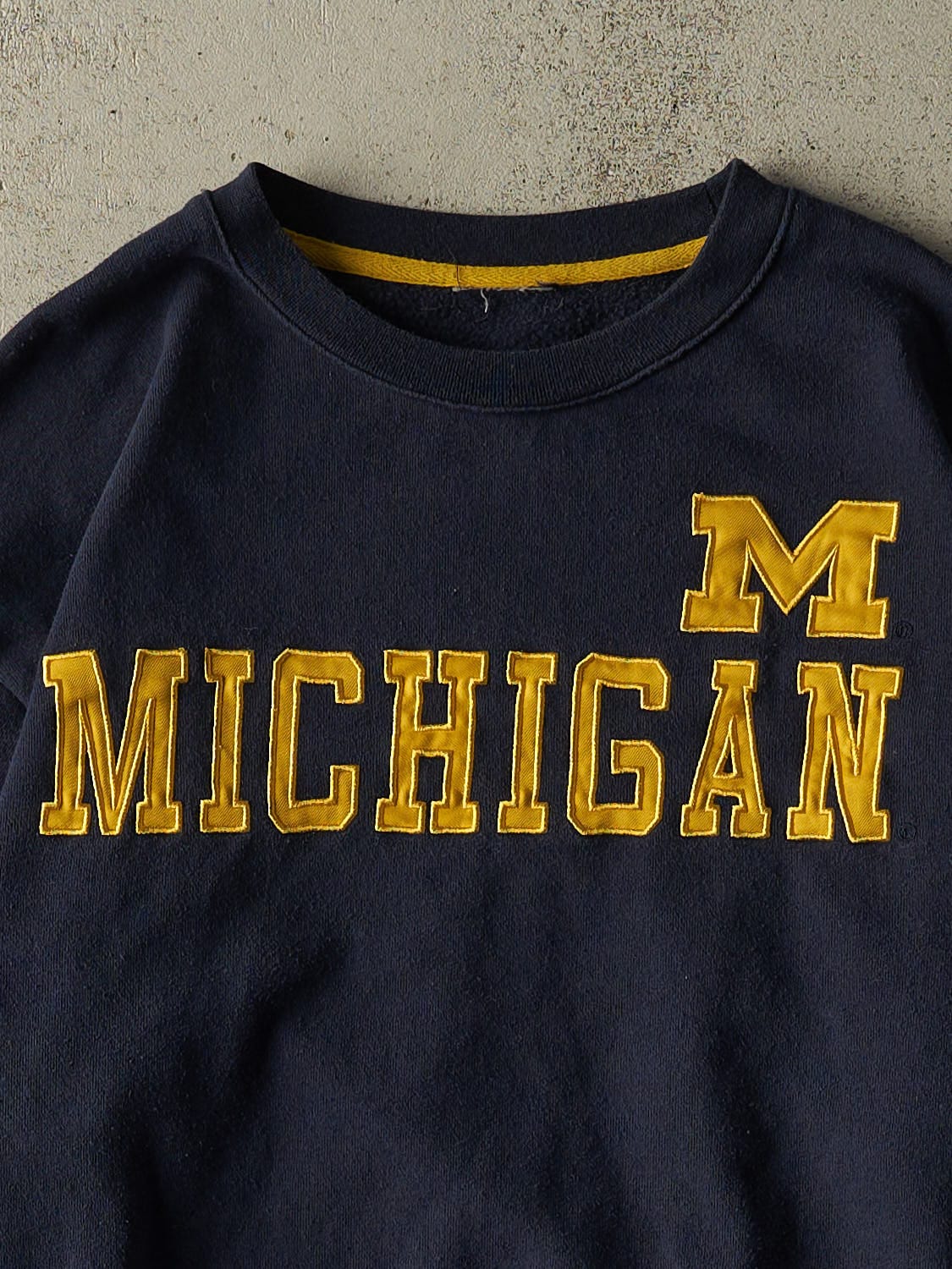 Vintage Y2K Navy Blue University of Michigan Embroidered Crewneck (M/L) - Image 2