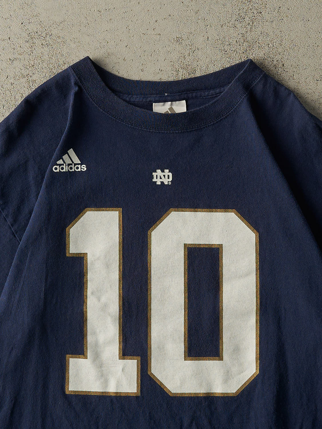 Vintage Y2K Navy Blue University of Notre Dame #10 Tee (L/XL) - Image 4