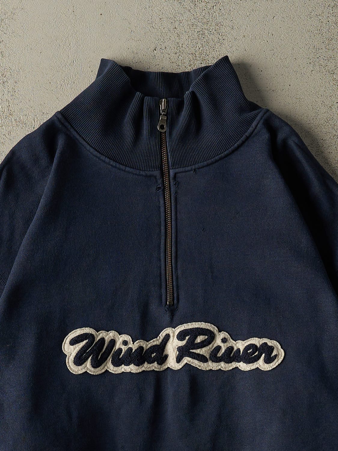 Vintage Y2K Navy Blue Wind River Embroidered Quarter Zip (XL/XXL) - Image 2