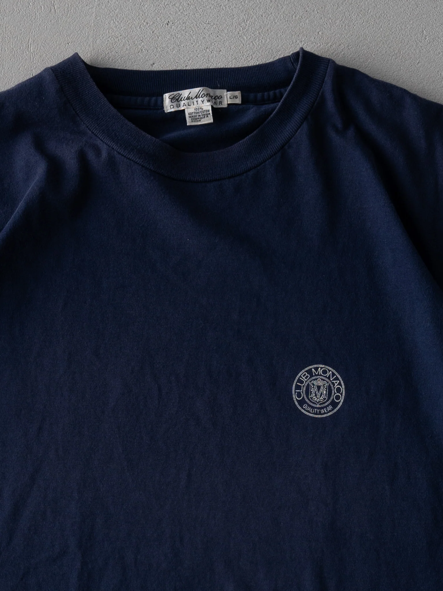 Vintage 90s Navy Club Monaco Crest Tee (L) - Image 2