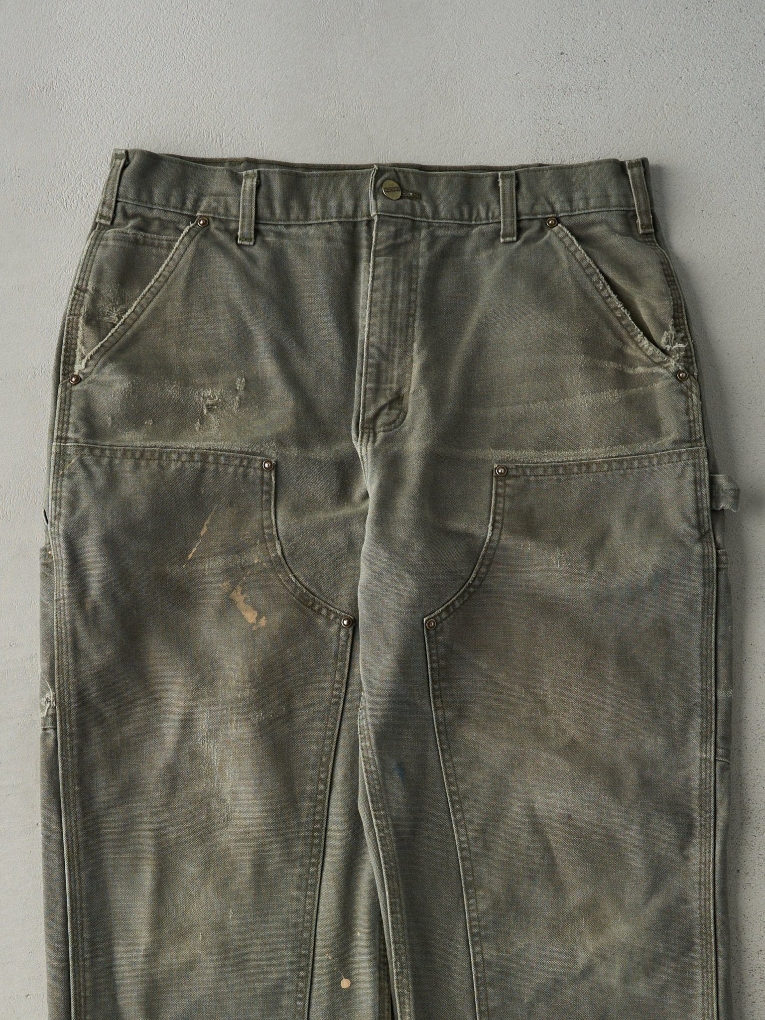 Vintage Y2K Olive Green Carhartt Double Knee Carpenter Pants (33.5x31.5) - Image 3