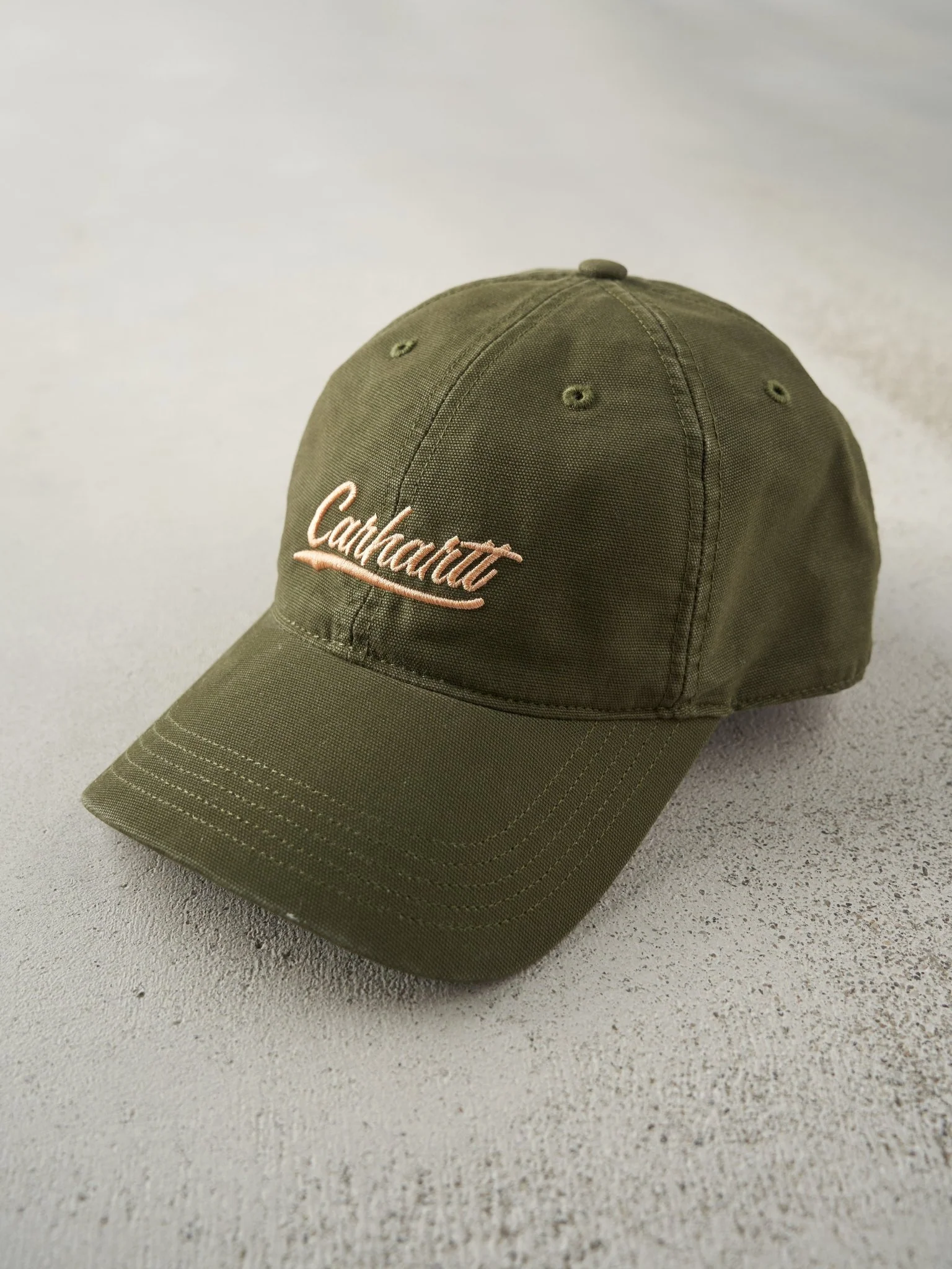 Vintage Y2K Olive Green Embroidered Carhartt Strapback Hat - Image 2