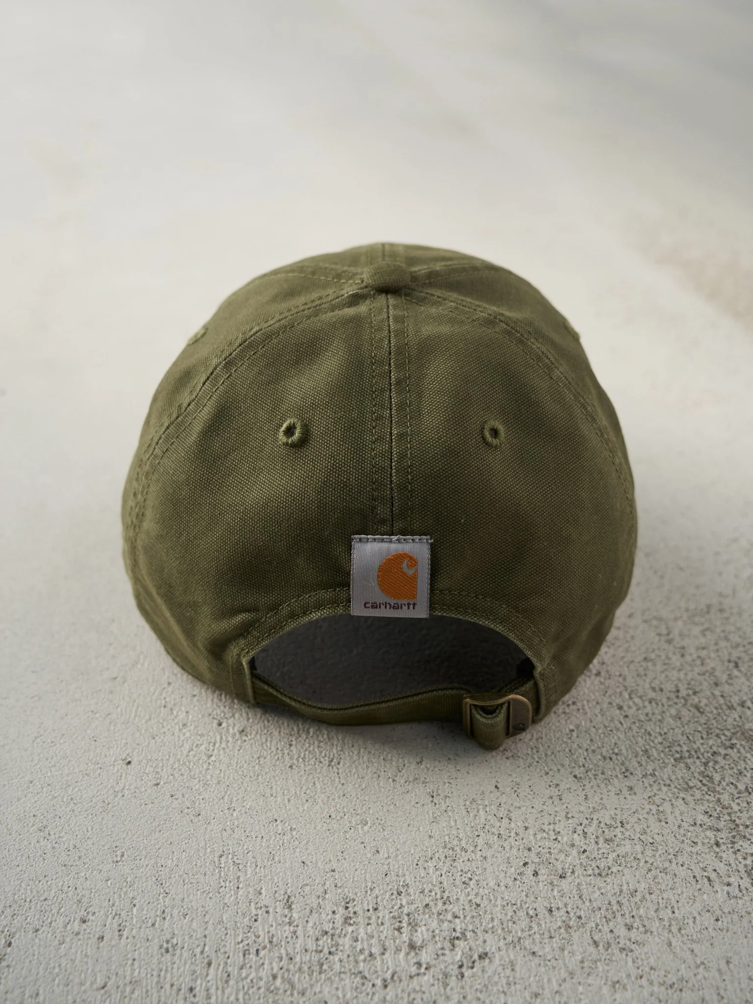 Vintage Y2K Olive Green Embroidered Carhartt Strapback Hat - Image 3