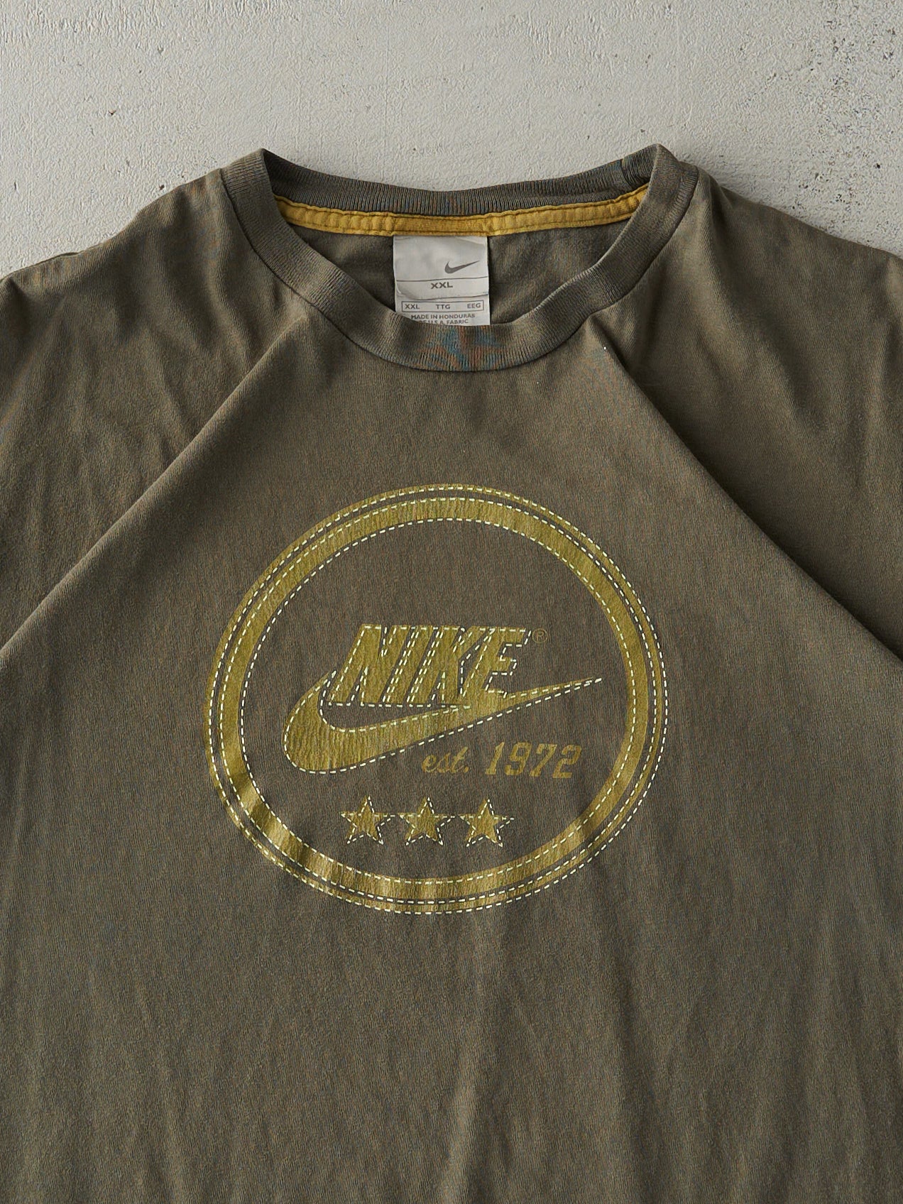 Vintage Y2K Olive Green Nike Logo Tee (L) - Image 2