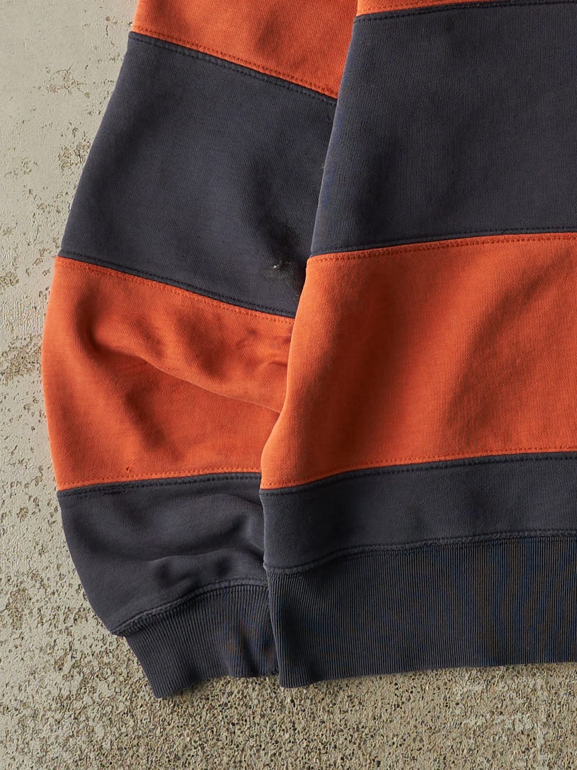 Vintage Y2K Orange & Navy Tommy Hilfiger Striped Crewneck (S) - Image 3