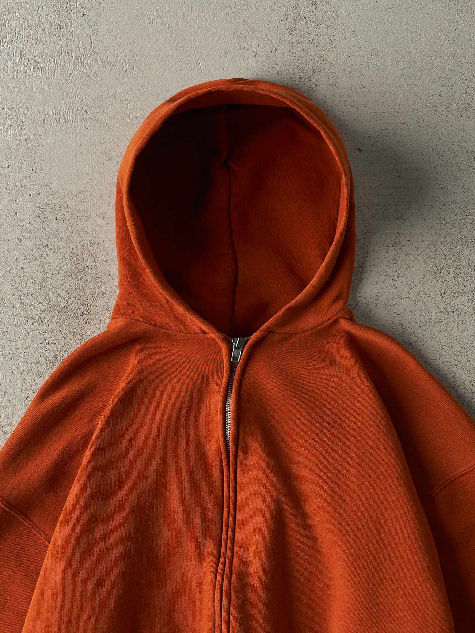 Vintage Y2K Orange Russell Athletic Zip Up Hoodie (L) - Image 2
