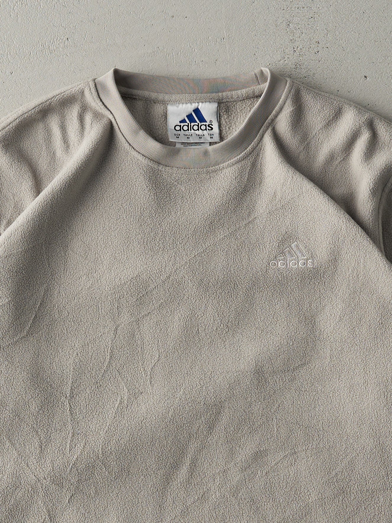 Vintage Y2K Biege Adidas Logo Fleece Pullover (L) - Image 3