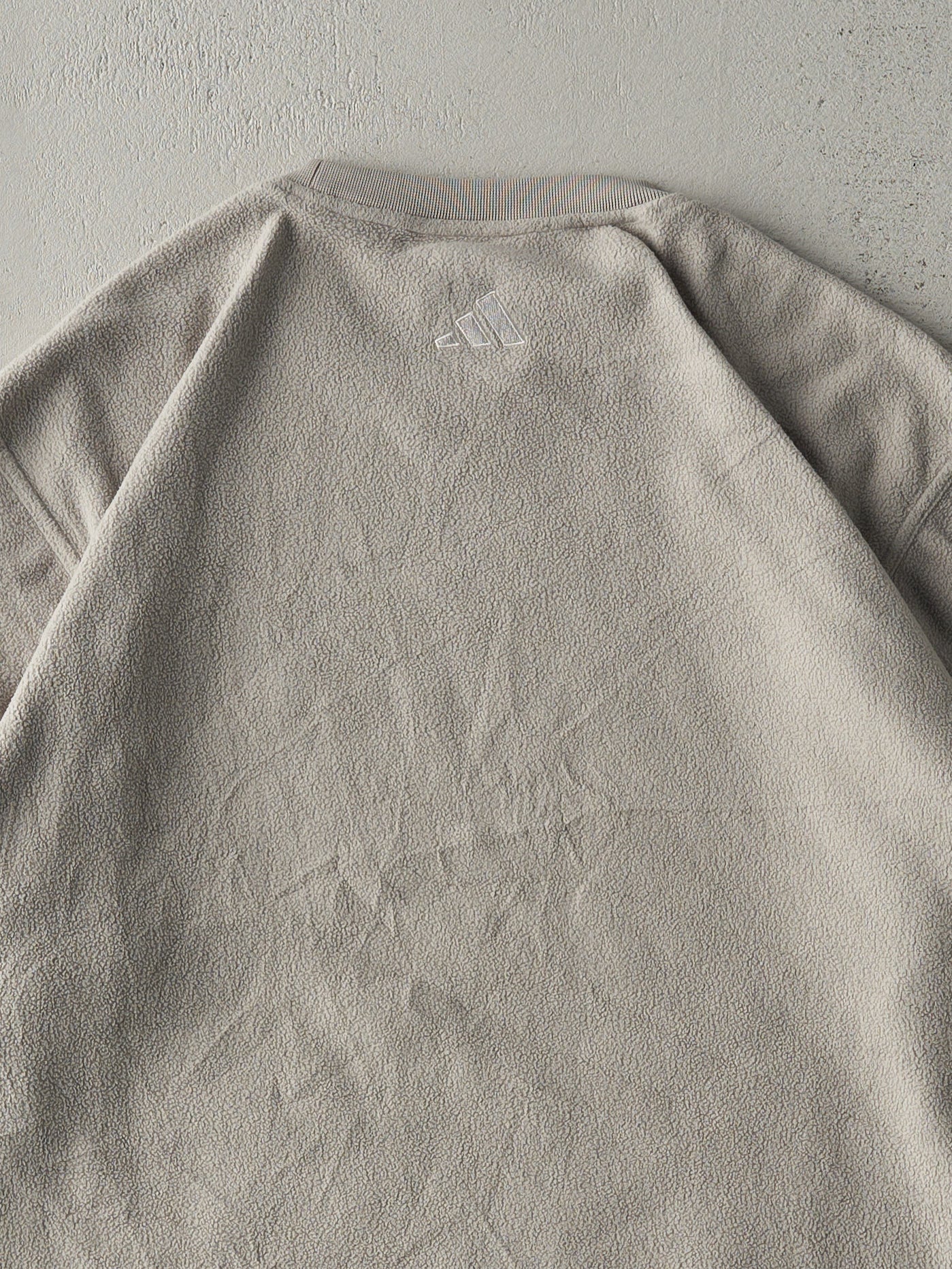 Vintage Y2K Biege Adidas Logo Fleece Pullover (L) - Image 4