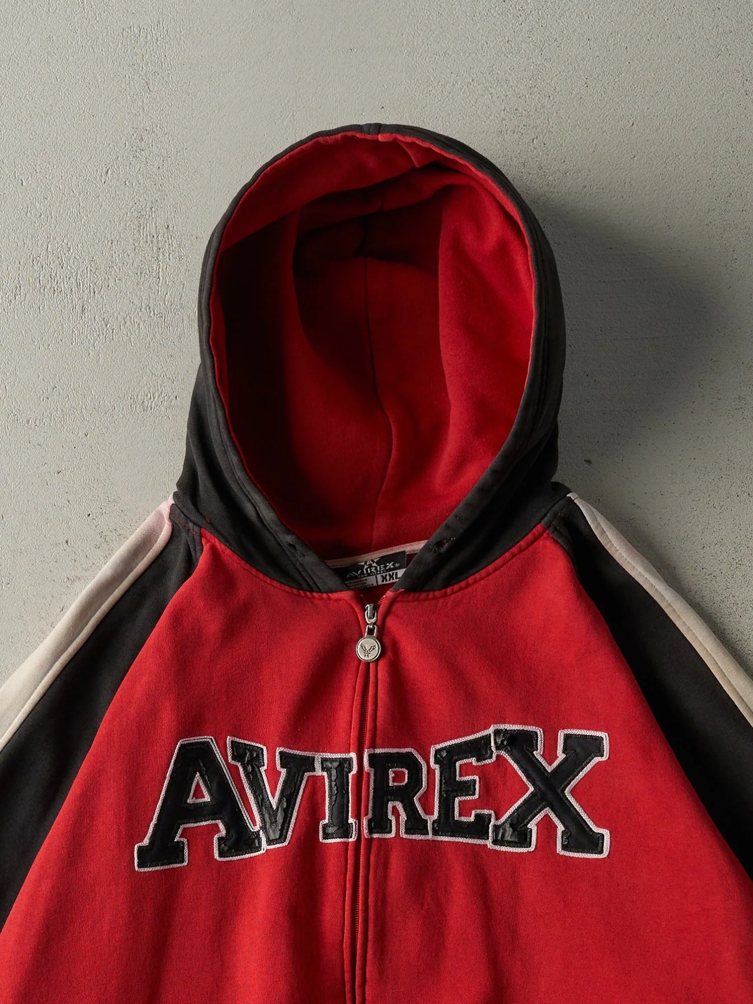 Vintage Y2K Red & Black Avirex Zip Up Hoodie (XL) - Image 2