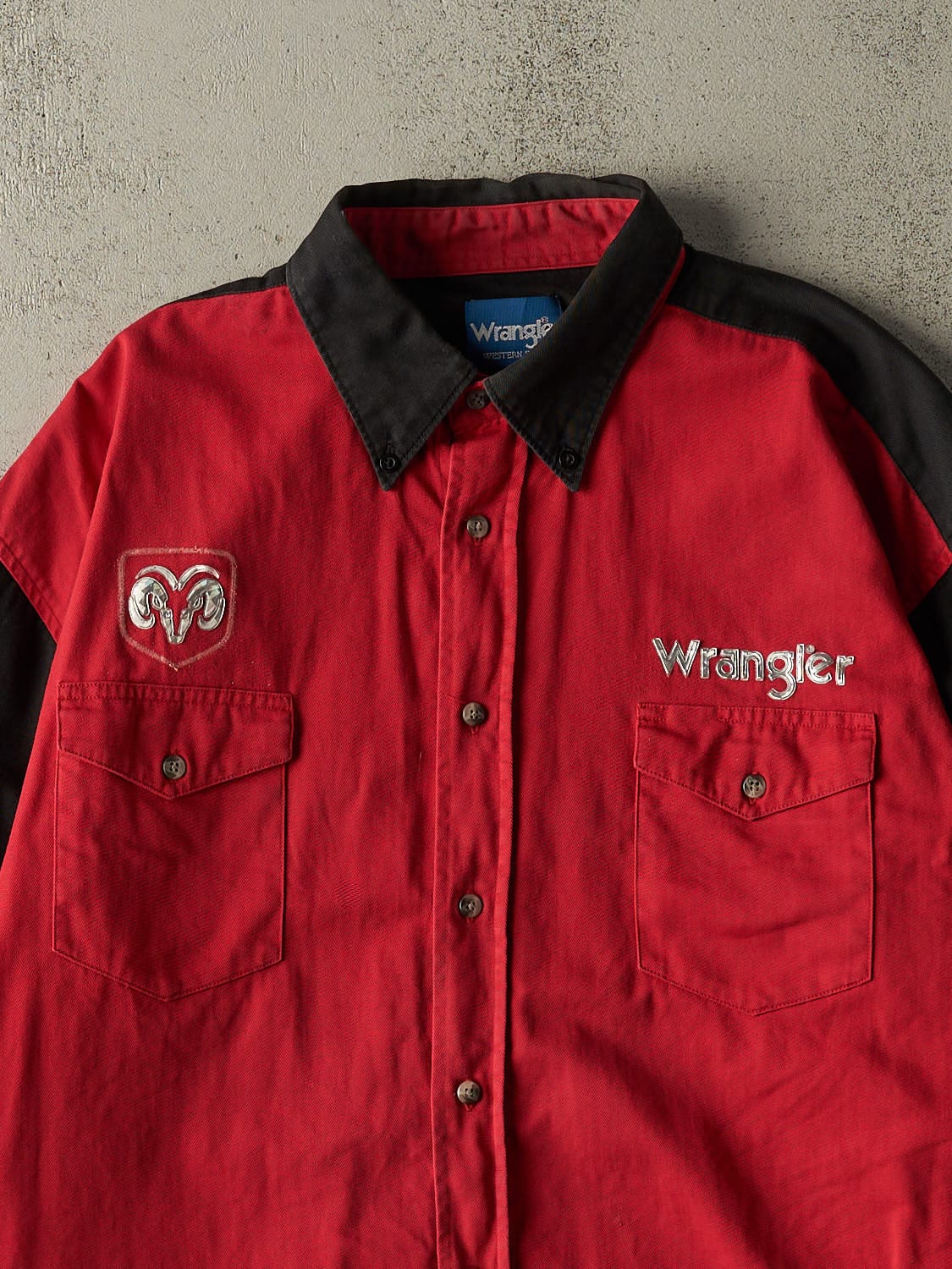 Vintage Y2K Red & Black Wrangler x Dodge Rodeo Button Up Long Sleeve (XL/XXL) - Image 3