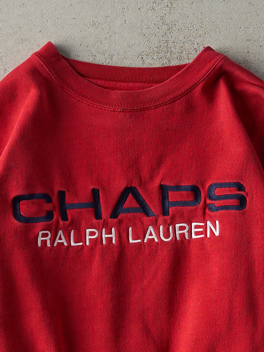 Vintage Y2K Red Chaps Ralph Lauren Embroidered Boxy Crewneck (M) - Image 2