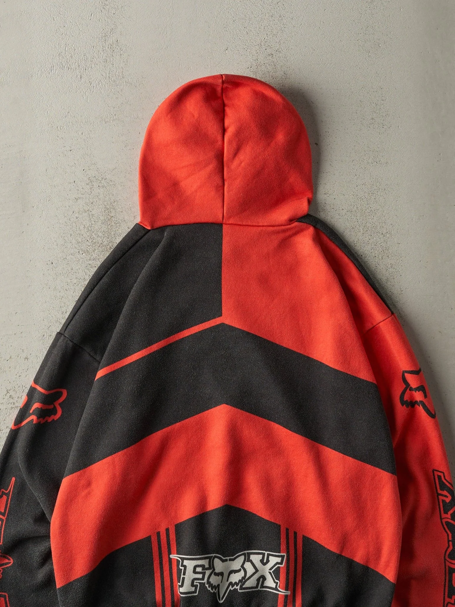 Vintage Y2K Red & Black Honda x Fox Racing Hoodie (L/XL) - Image 4