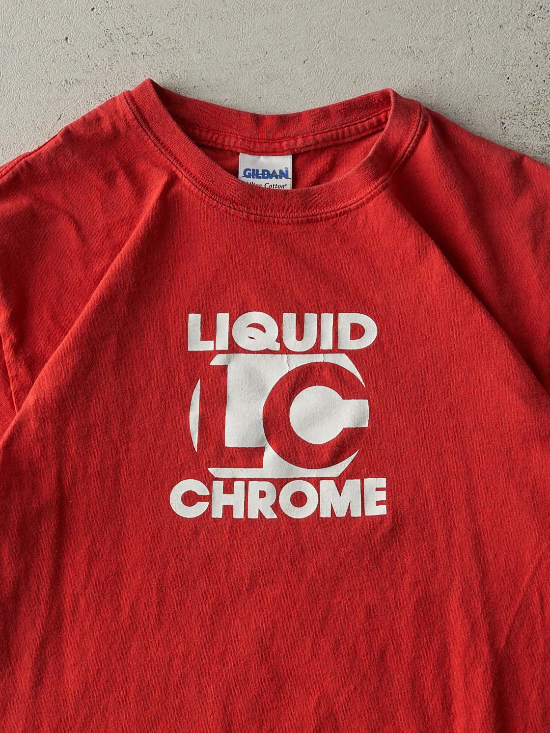 Vintage Y2K Red Liquid Chrome Logo Tee (XS) - Image 2