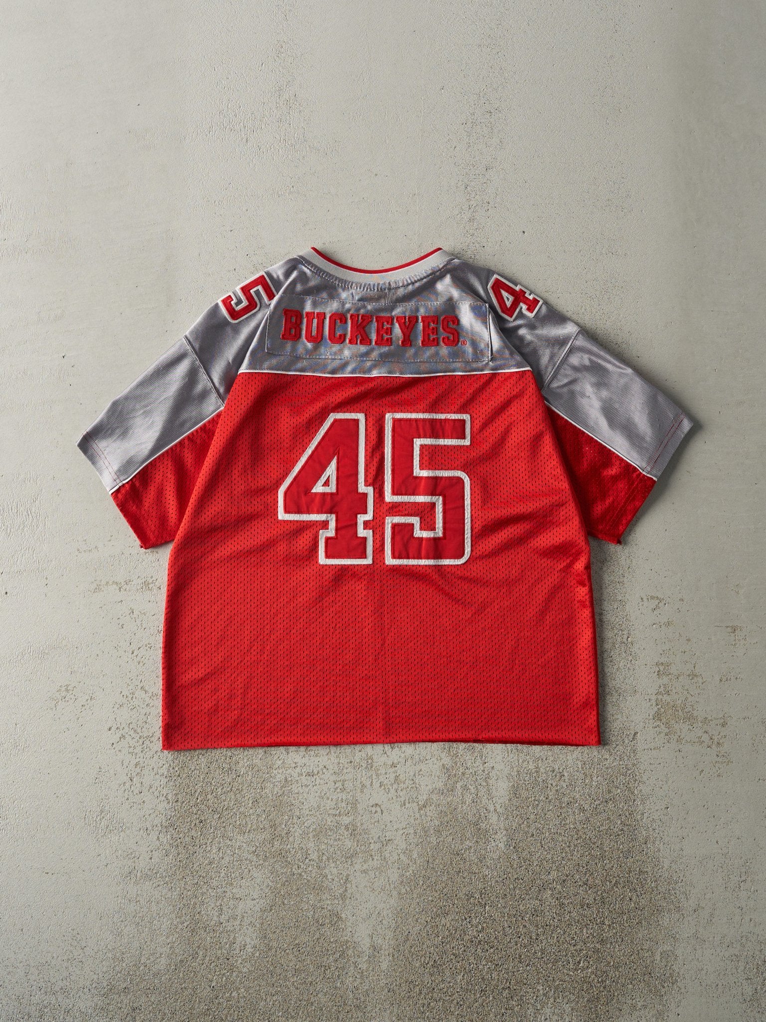 Vintage Y2K Red Ohio State Buckeyes Cropped Football Jersey (M) - Image 2