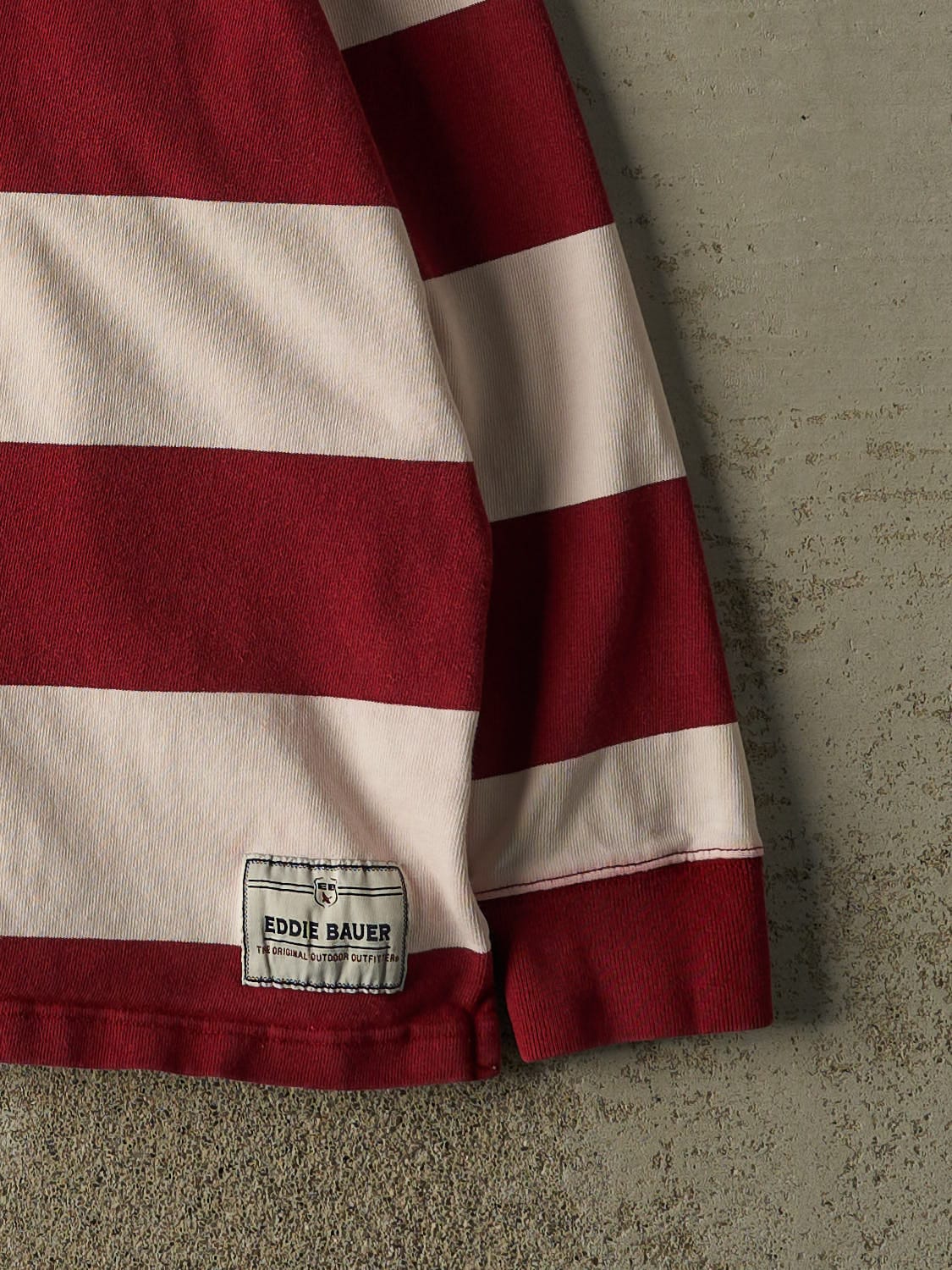 Vintage Y2K Red & White Eddie Bauer Striped Rugby Long Sleeve (XL) - Image 4