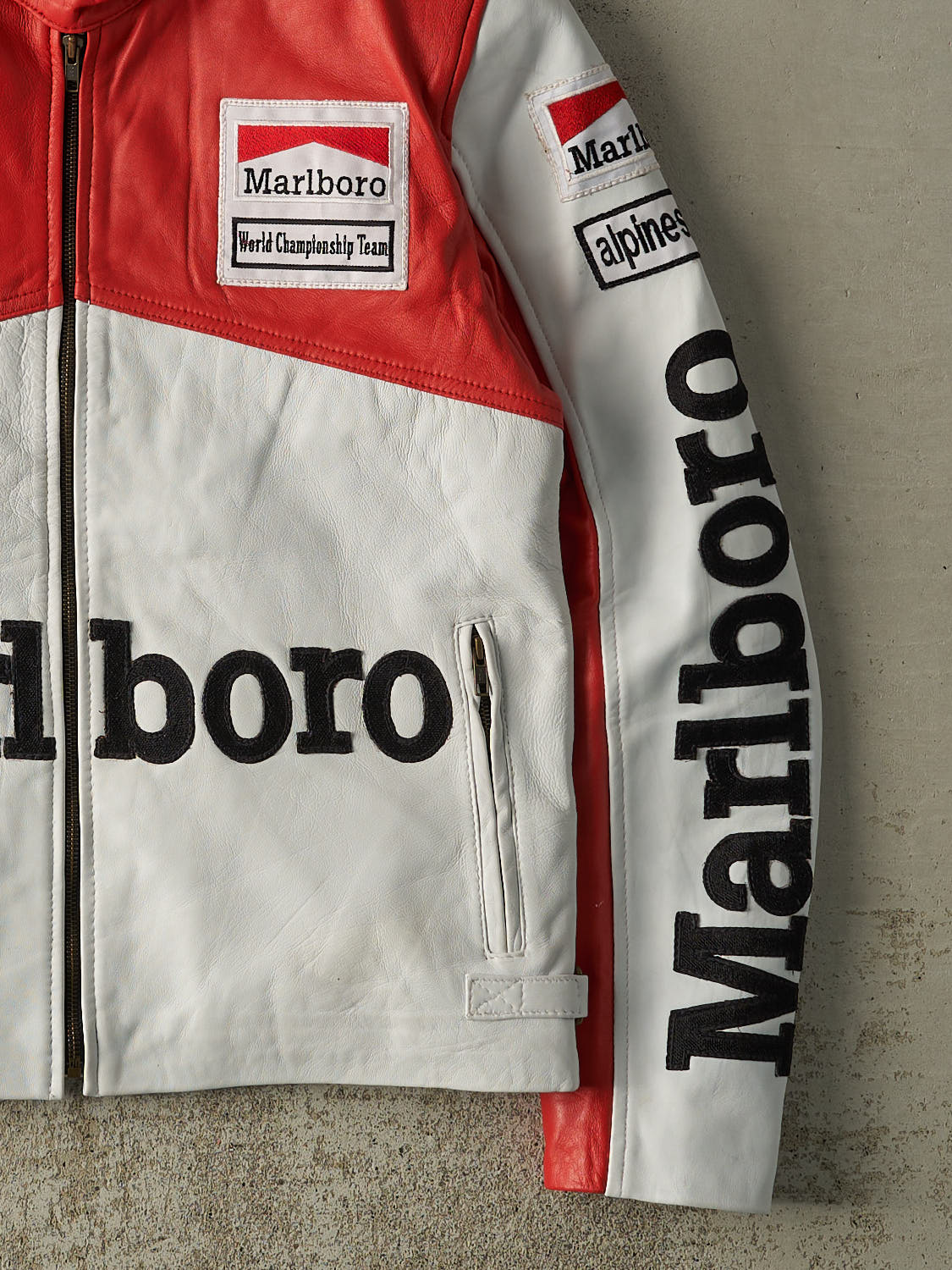 Vintage Y2K Red & White Marlboro Racing Jacket (M/L) - Image 5