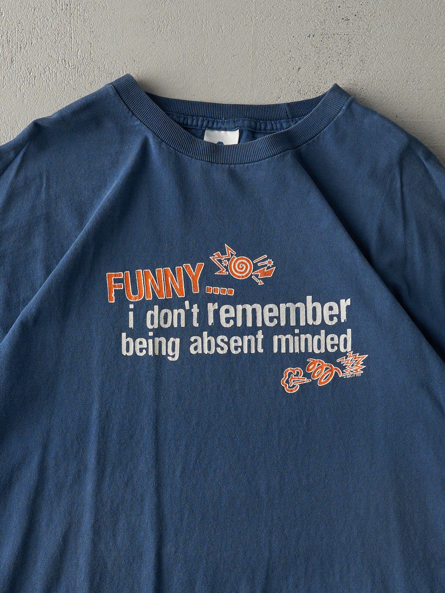 Vintage Y2K Slate Blue "Absent Minded" Tee (L) - Image 2