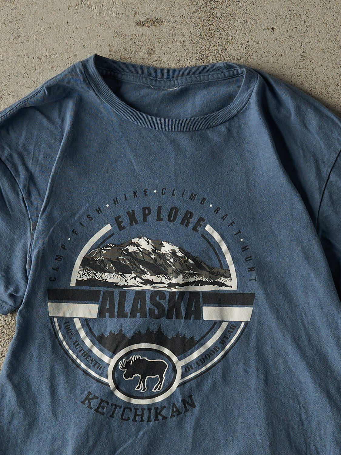 Vintage Y2K Slate Blue Alaska Tee (XS/S) - Image 2