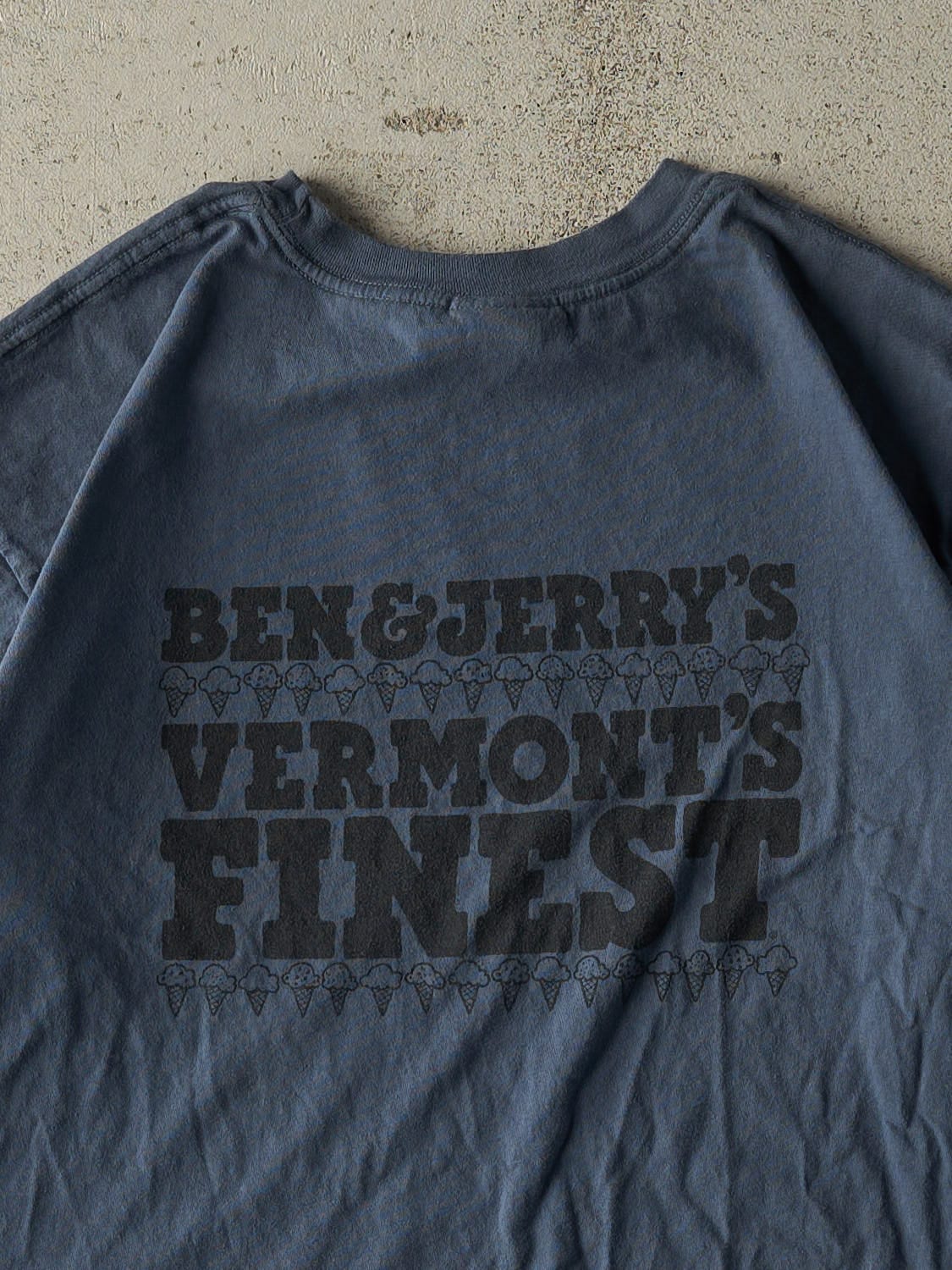 Vintage Y2K Slate Blue Ben & Jerry's Tee (L) - Image 4