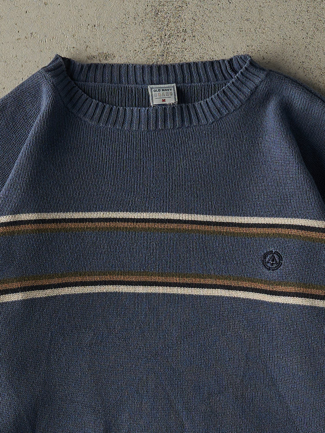 Vintage Y2K Slate Blue Old Navy Striped Knit (S/M) - Image 2