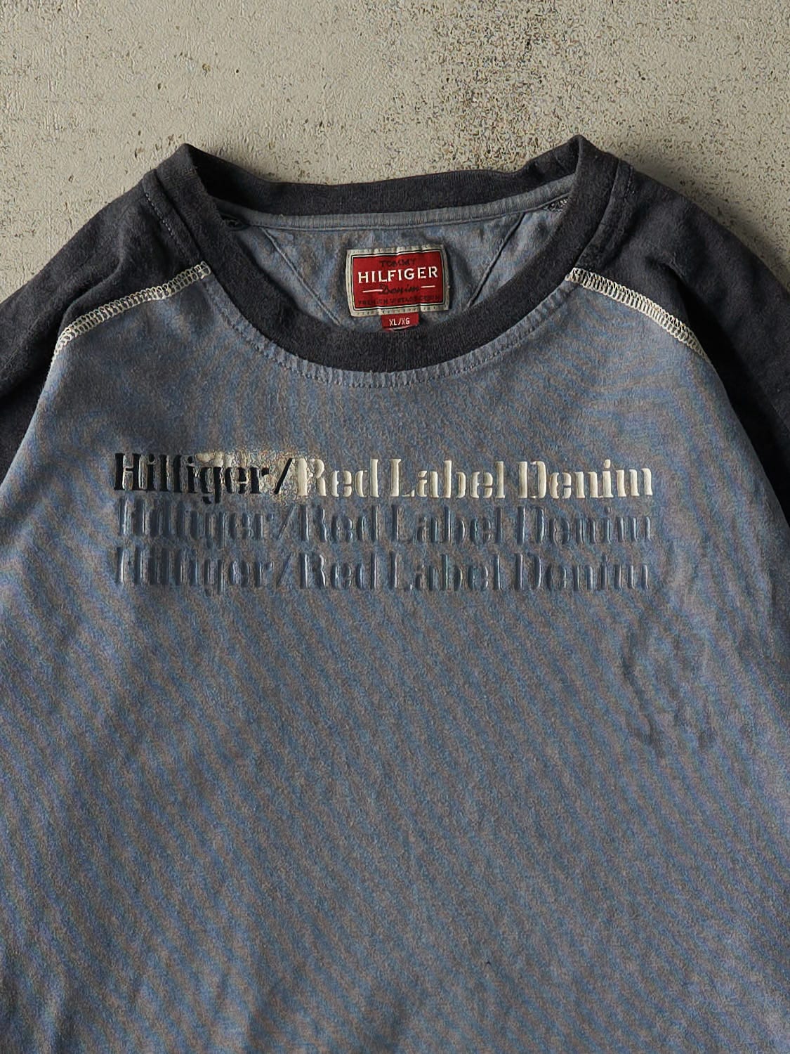 Vintage Y2K Slate Blue Tommy Hilfiger Red Label Long Sleeve (L) - Image 2