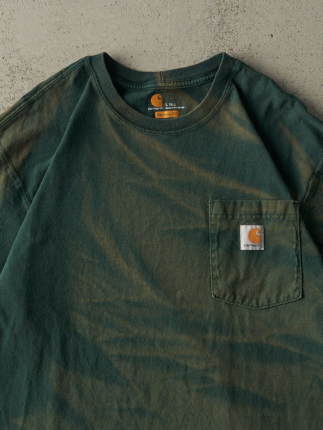 Vintage Y2K Sun Faded Green Carhartt Pocket Tee (XL/XXL) - Image 2