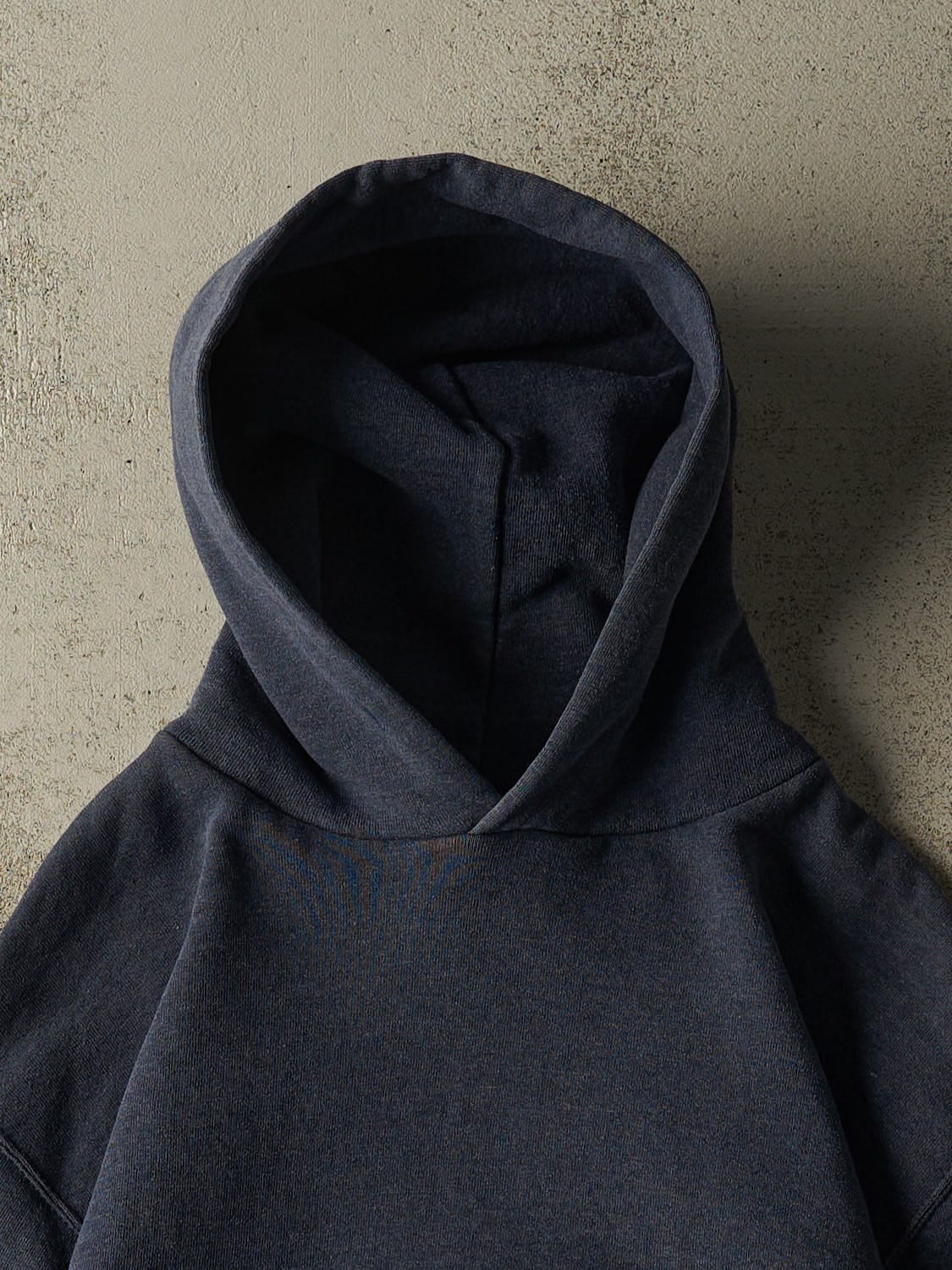Vintage Y2K Sun Faded Navy Russell Athletic Blank Hoodie (S/M) - Image 2