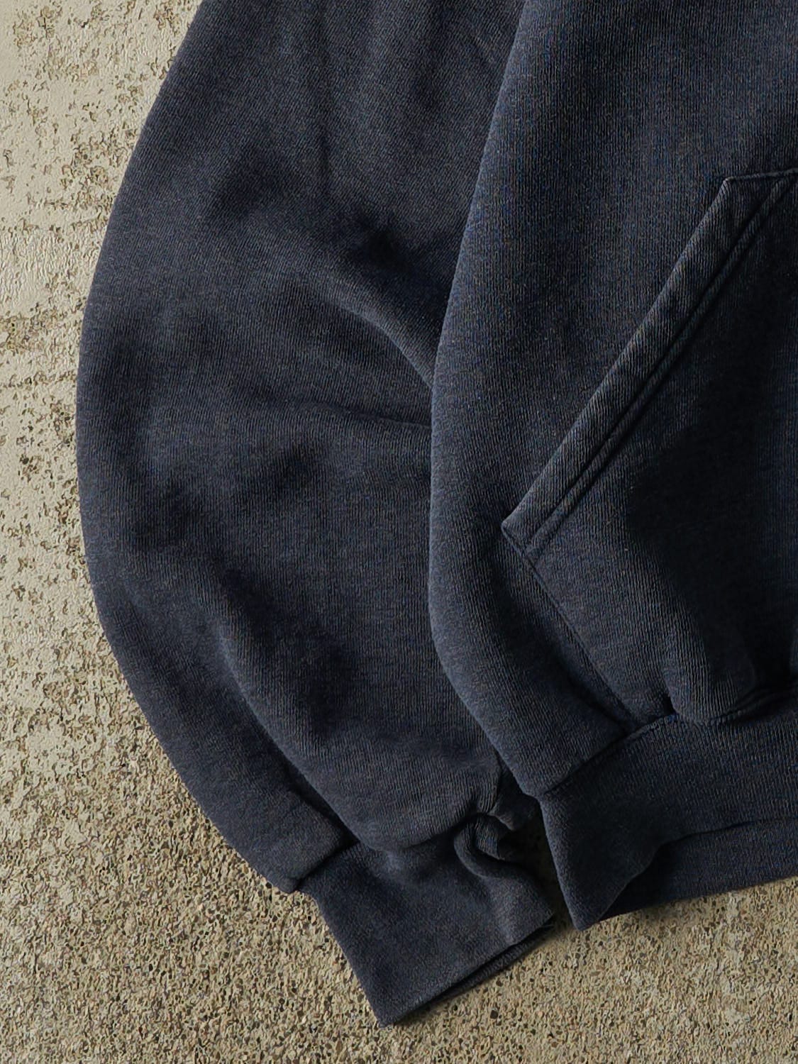 Vintage Y2K Sun Faded Navy Russell Athletic Blank Hoodie (S/M) - Image 3