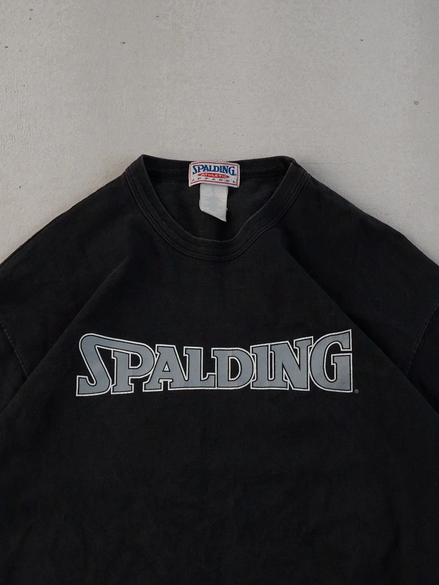 Vintage 90s Washed Black Spalding Graphic Tee (L) - Image 2