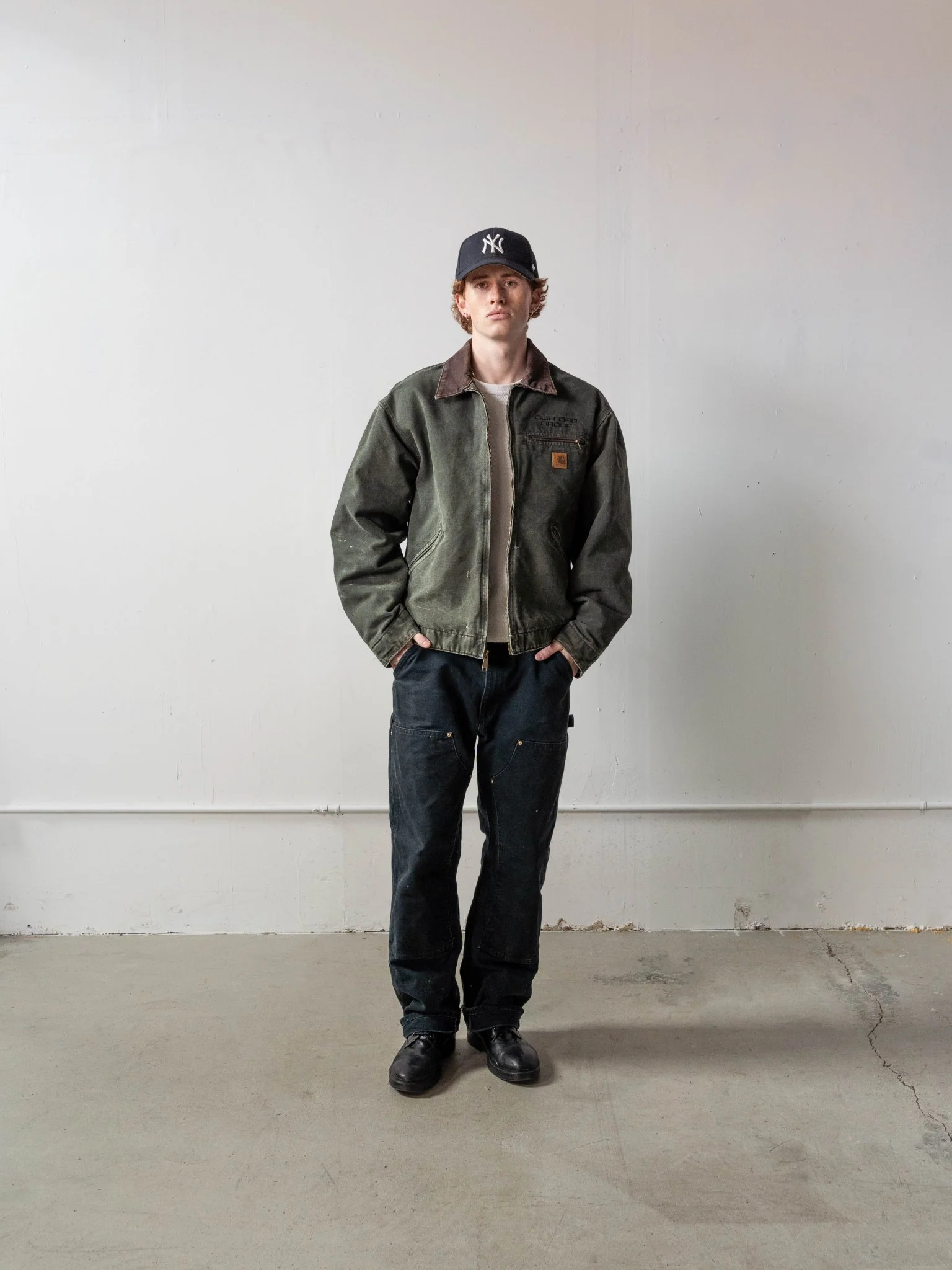 Vintage Y2K Washed Forest Green Clifford Group Boxy Carhartt Blanket Lined Detroit Jacket (L) - Image 2