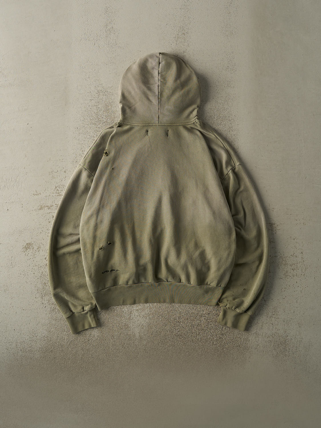 Vintage Y2K Washed Green Blank Boxy Hoodie (L) - Image 2