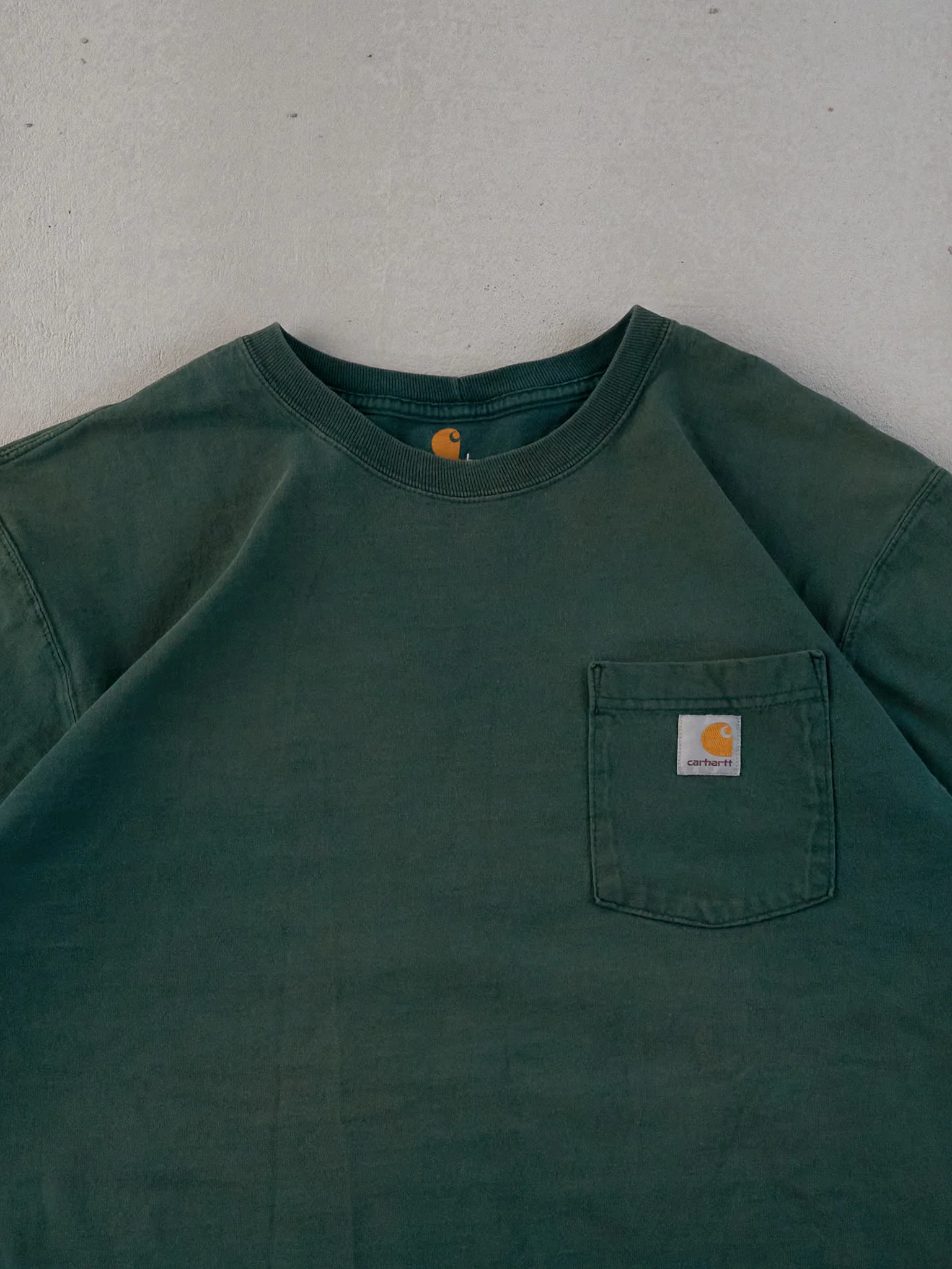 Vintage Y2k Washed Green Carhartt Blank Pocket Tee (L) - Image 2