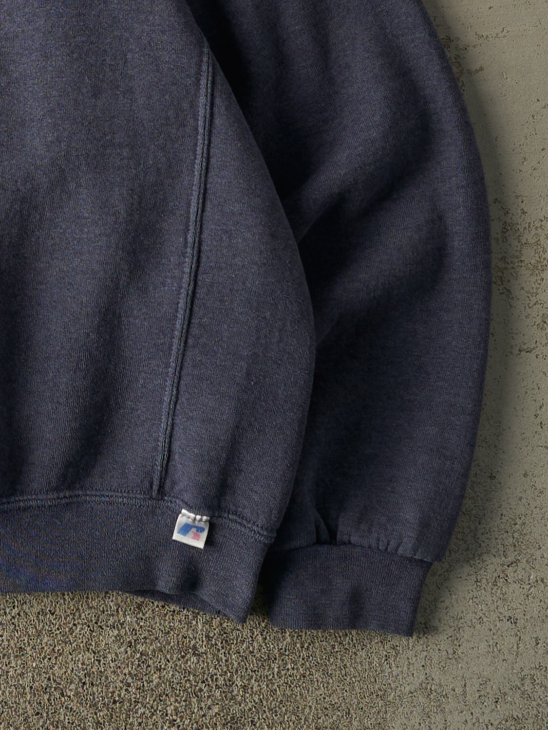 Vintage Y2K Washed Navy Russell Athletic Blank Crewneck (L/XL) - Image 3