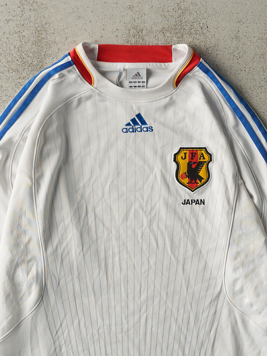 Vintage Y2K White Adidas Japan Long Sleeve Soccer Jersey (L/XL) - Image 2