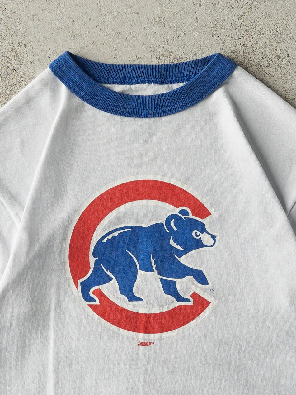 Vintage Y2K White & Blue Chicago Cubs Ringer Tee (XS/S) - Image 2