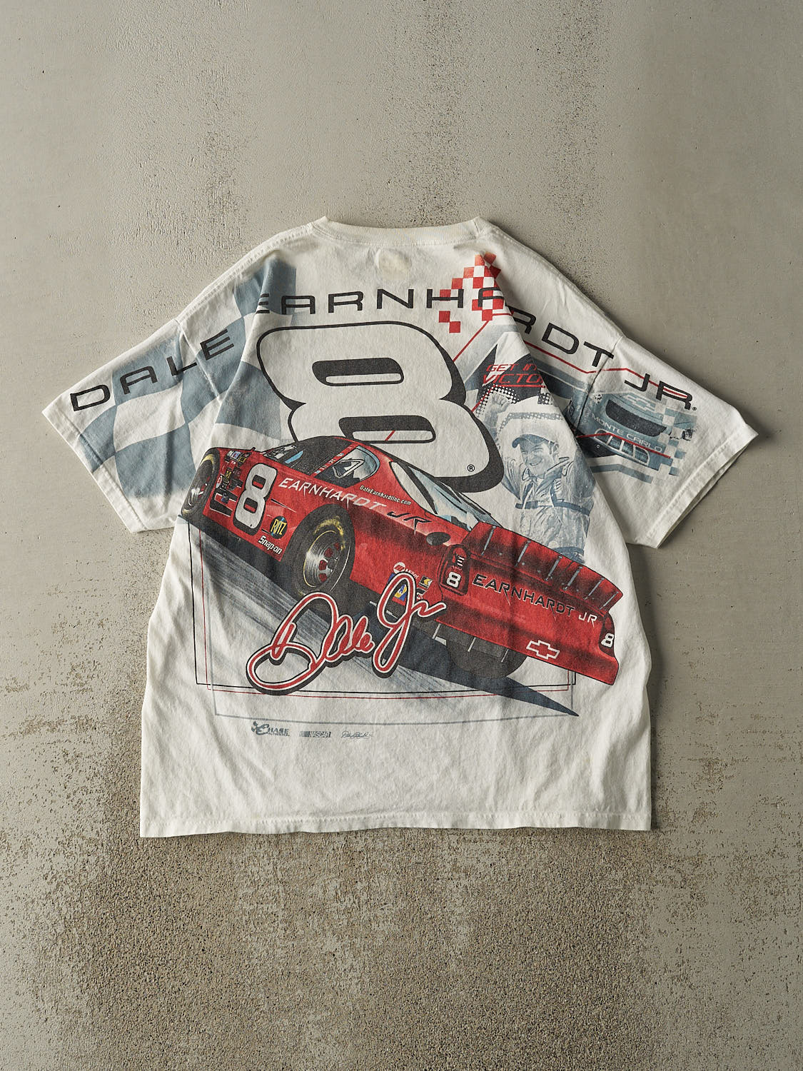 Vintage Y2K White Dale Earnhardt Jr AOP Nascar Tee (XL) - Image 2