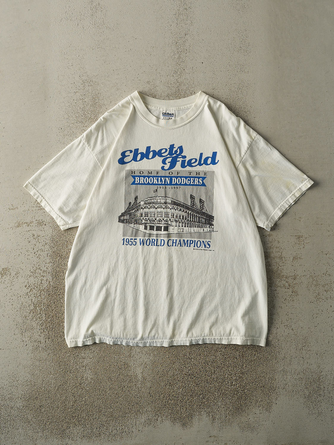 Vintage Y2K White Ebbets Field New York Tee (L/XL)