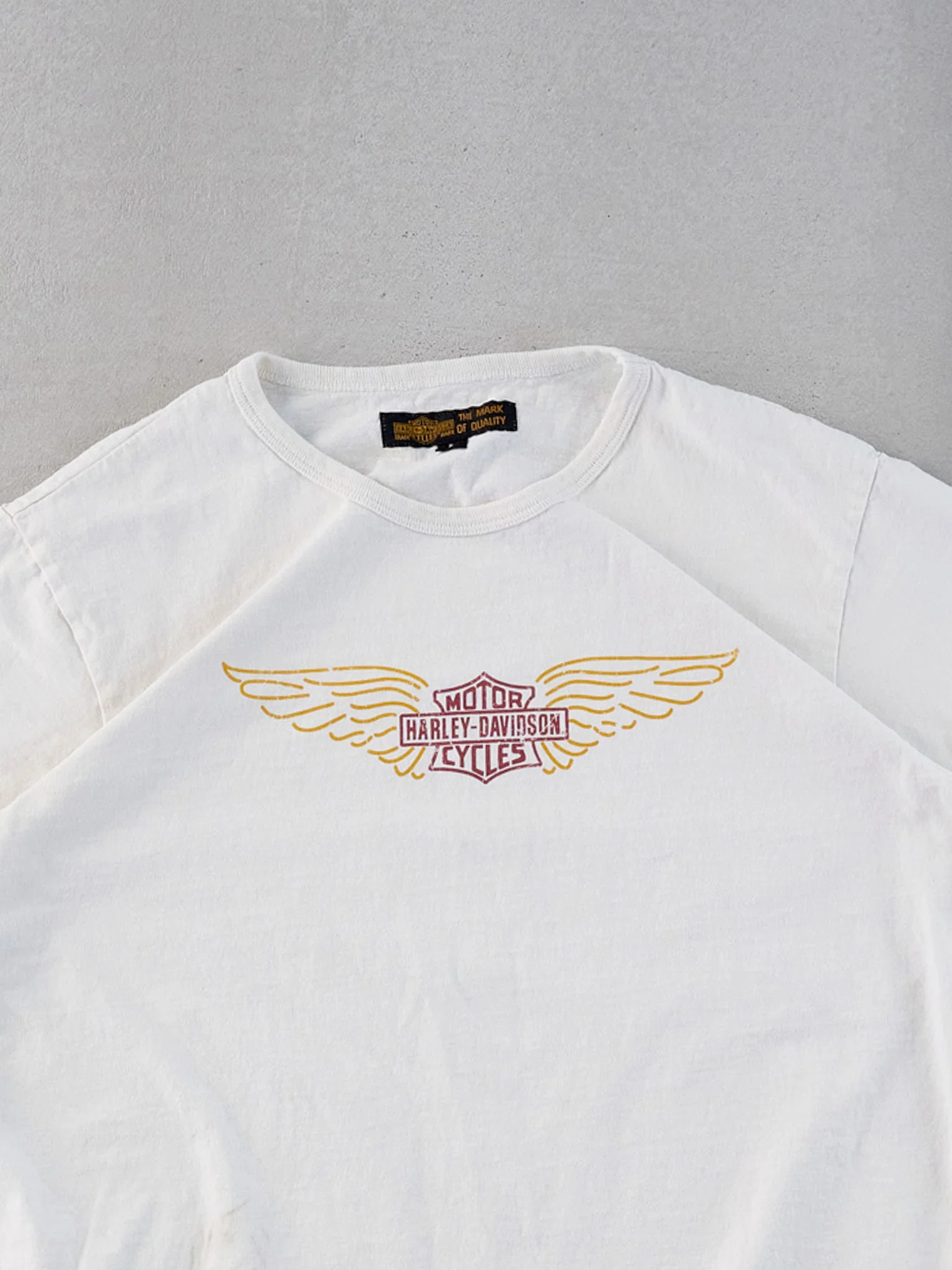 Vintage 90s White Harley Davidson Logo Tee (M) - Image 2