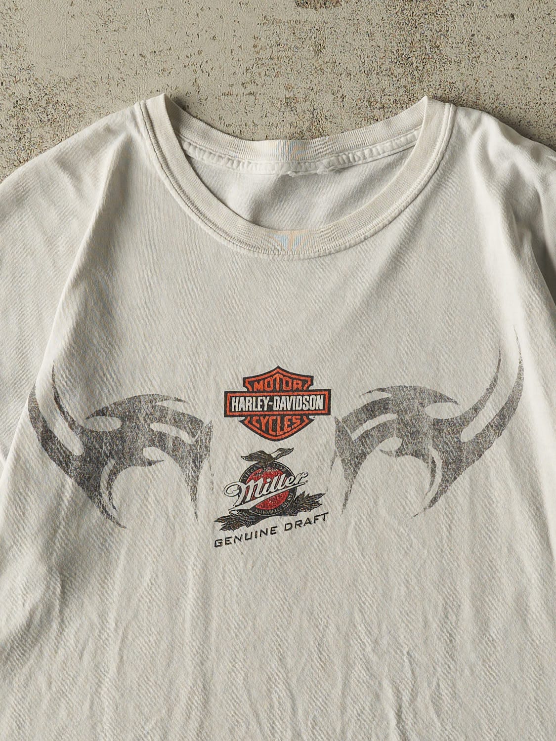 Vintage Y2K White Harley Davidson x Miller Genuine Draft Tee (L/XL) - Image 3