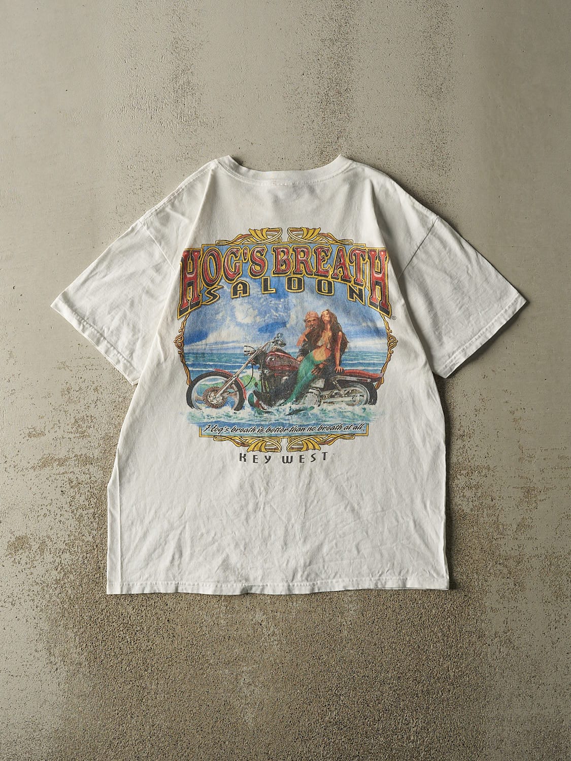 Vintage Y2K White Hogs Breath Saloon Tee (L/XL) - Image 2