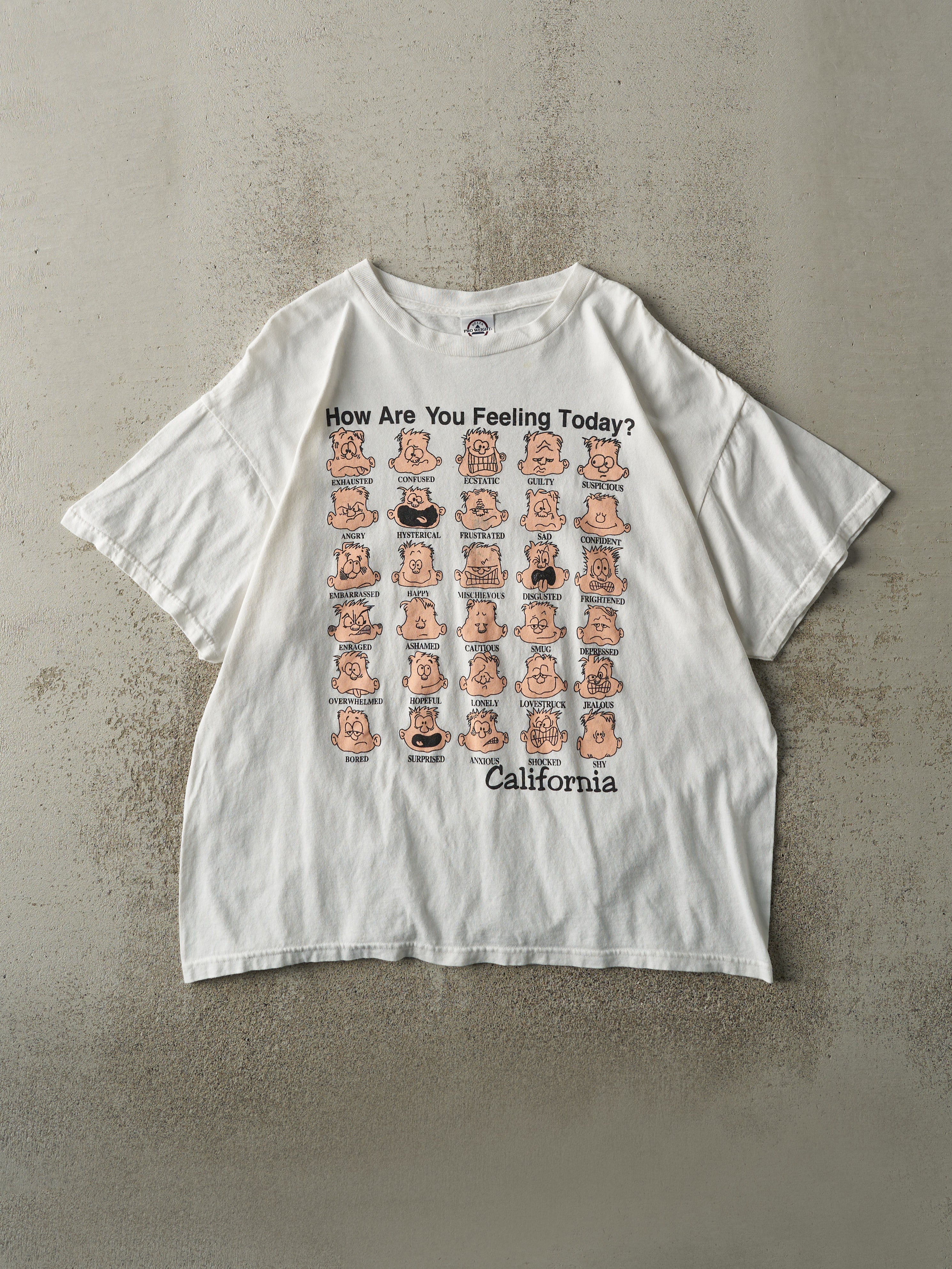 Vintage Y2K White "How Are You Feeling Today" California Tee (L/XL)