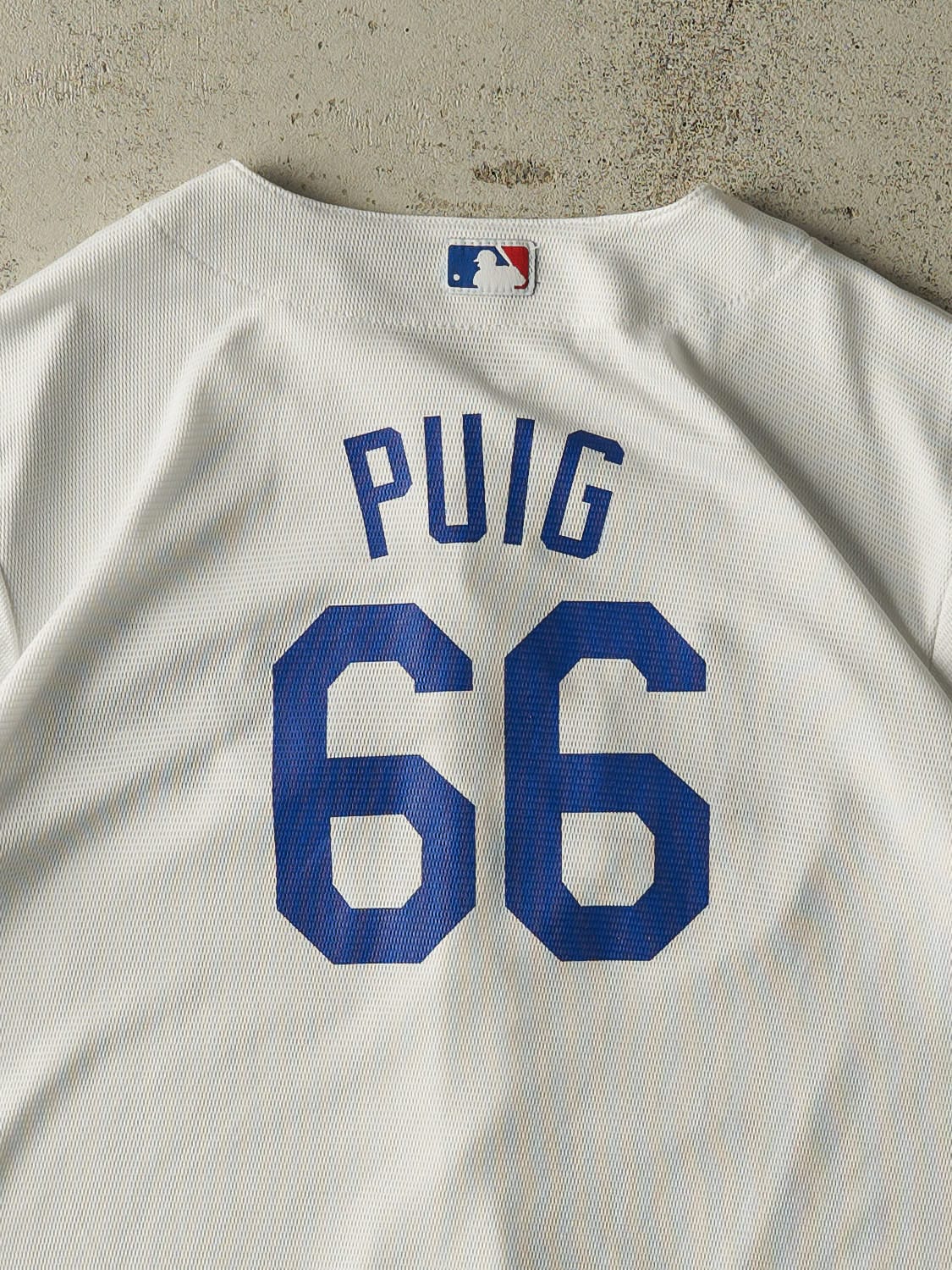 Vintage Y2K White LA Dodgers #66 Yasiel Puig Jersey (S/M) - Image 4