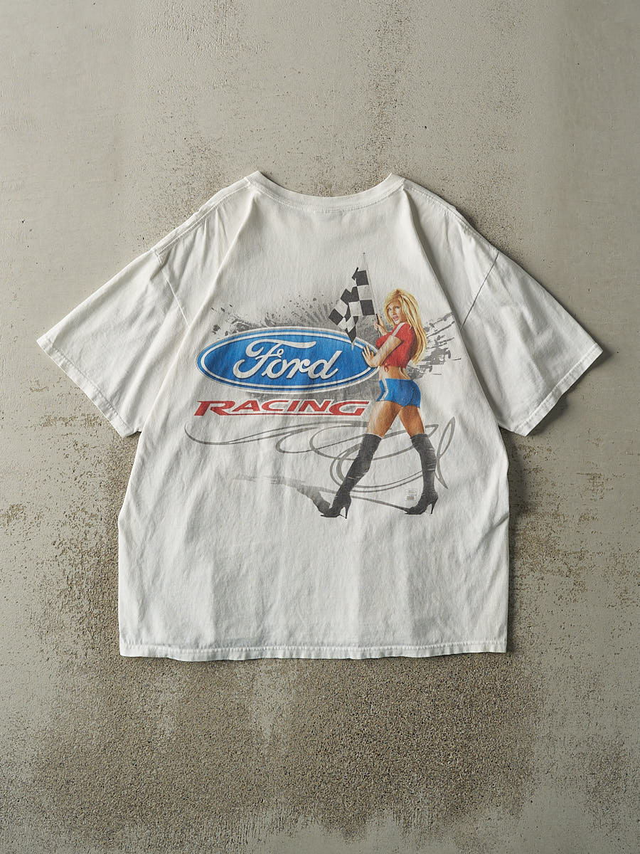 Vintage Y2K White Nascar Ford Racing Tee (L/XL)