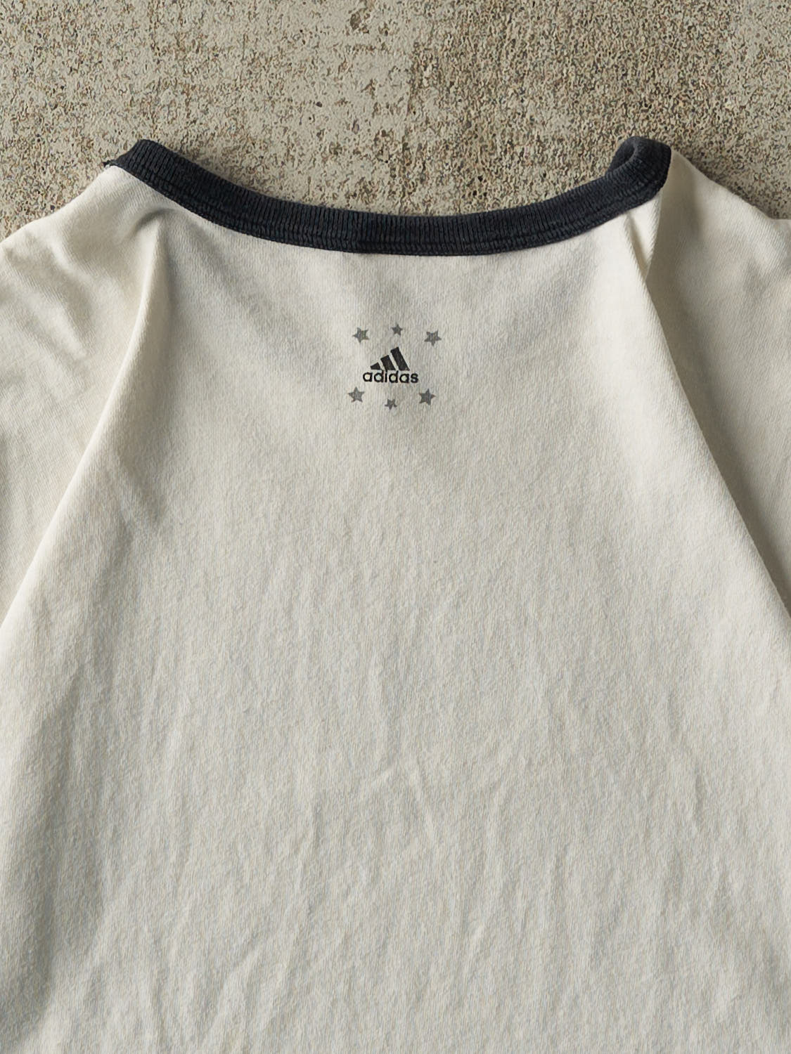 Vintage Y2K White & Navy Adidas Ringer Tee (S/M) - Image 4