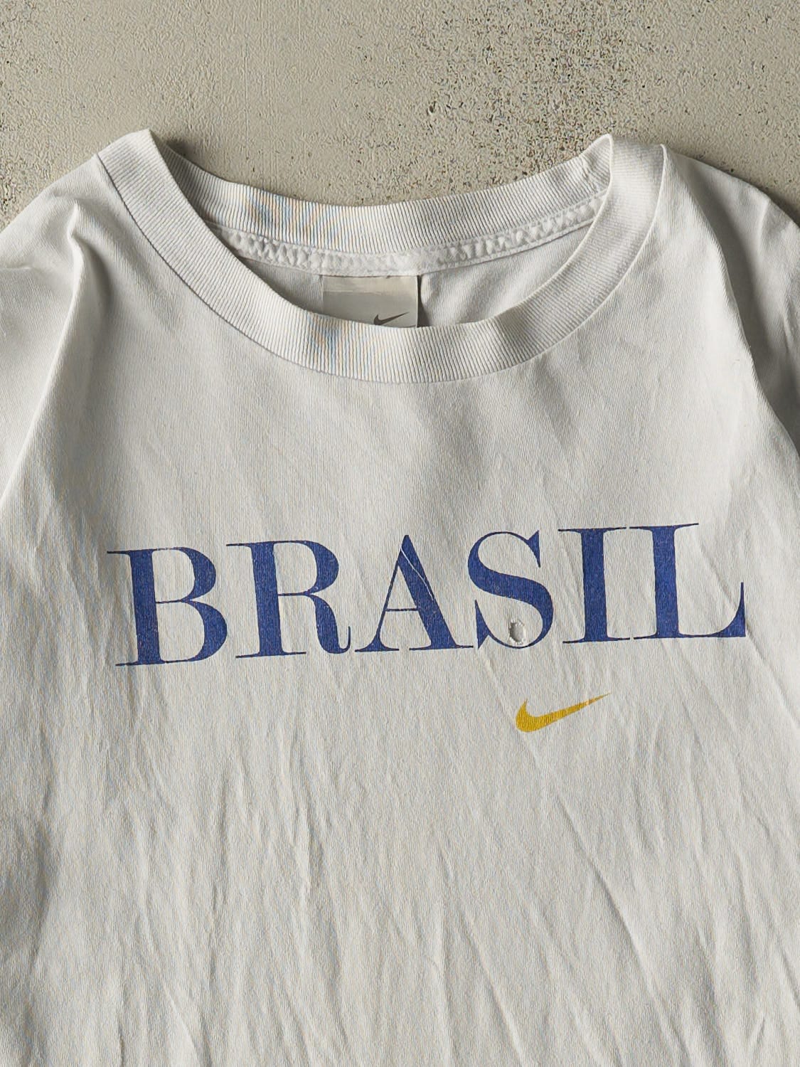 Vintage Y2K White Nike Brasil Tee (XL/XXL) - Image 2