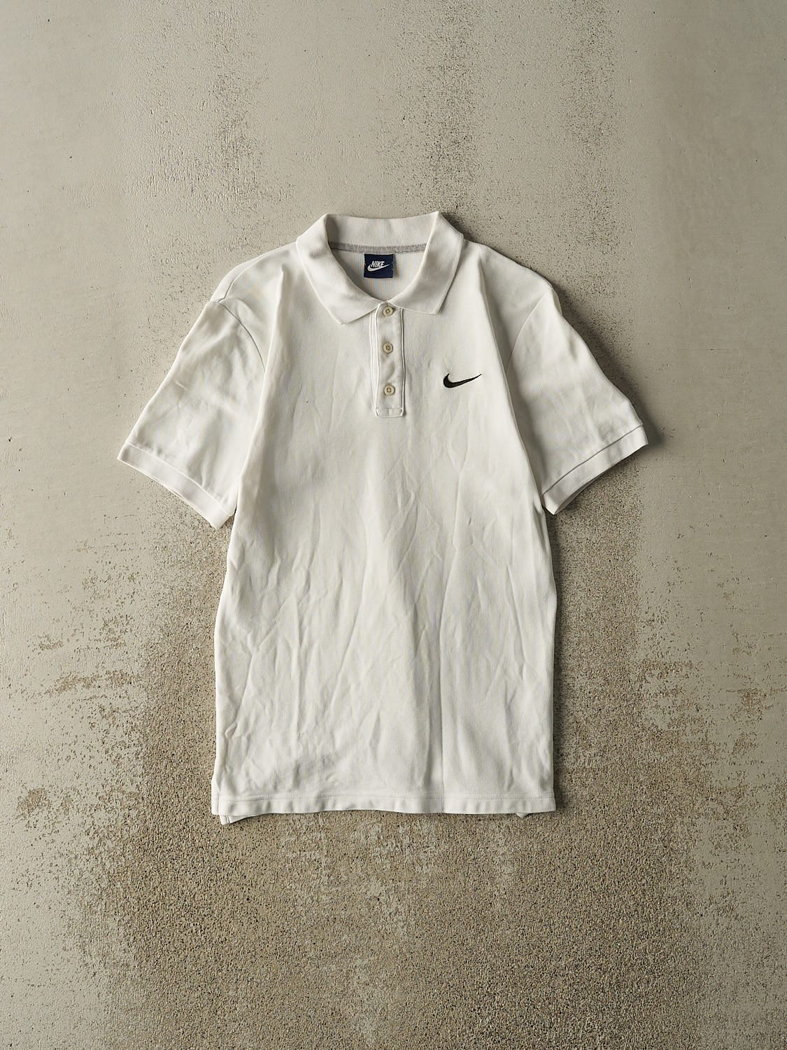 Vintage Y2K White Nike Embroidered Quarter Button Tee (XXS/XS)
