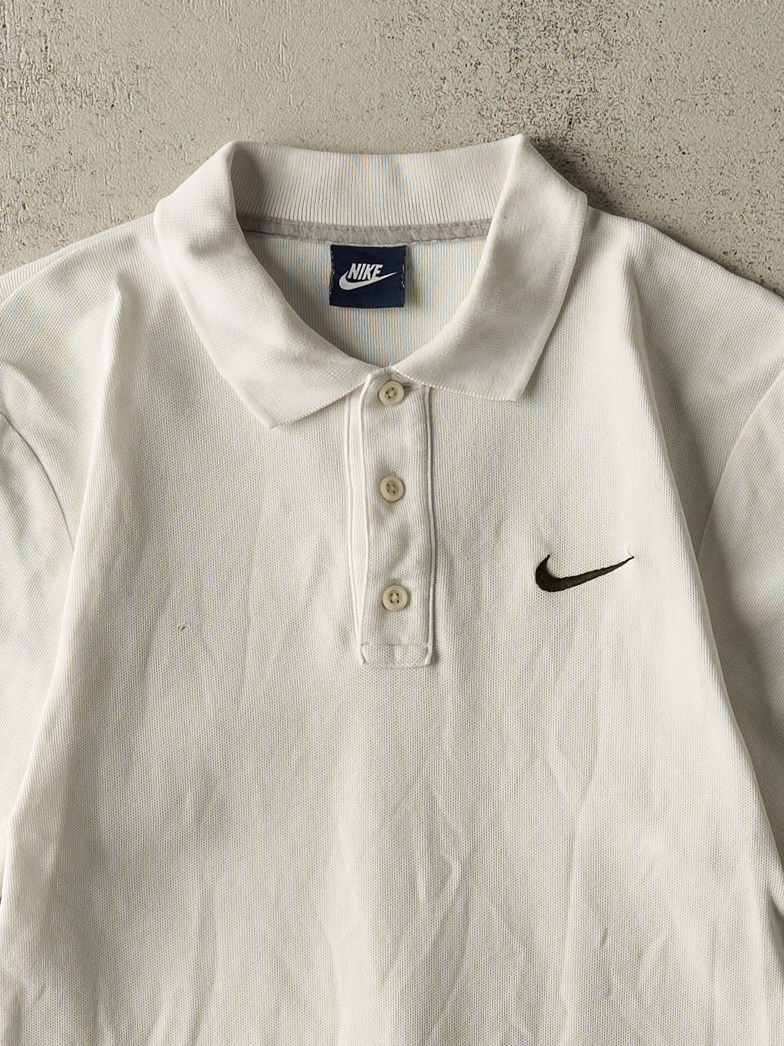 Vintage Y2K White Nike Embroidered Quarter Button Tee (XXS/XS) - Image 2